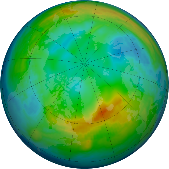 Arctic ozone map for 20 November 1986